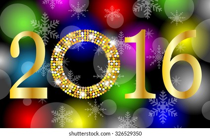 Christmas card with numbers 2016, vector illustration