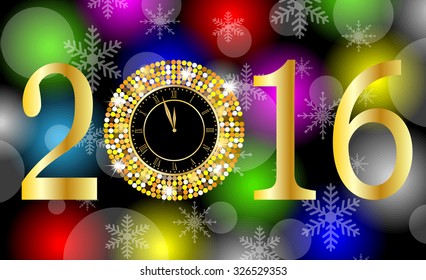 Christmas card with numbers 2016, vector illustration