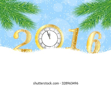 Christmas card with numbers 2016, vector illustration