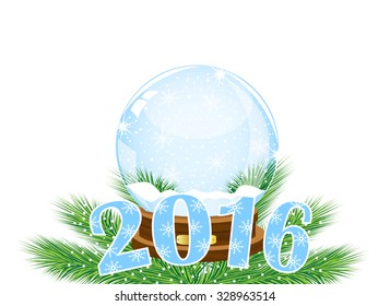 Christmas card with numbers 2016, vector illustration