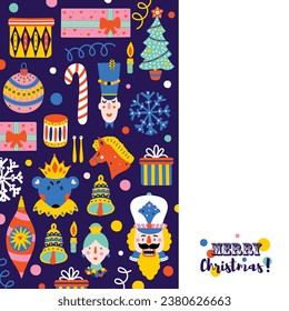 Christmas card the Nutcracker. Cute magic vector illustration. 
