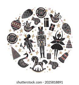 Christmas card the Nutcracker. Magic vector illustration. 