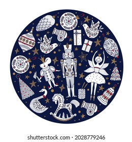 Christmas card the Nutcracker. Magic vector illustration. 