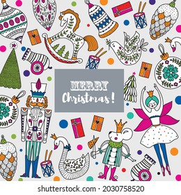 Christmas card the Nutcracker. Magic vector illustration. 