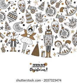 Christmas card the Nutcracker. Magic vector illustration. 