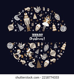 Christmas card the Nutcracker. Magic vector illustration. 