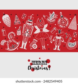 Christmas card the Nutcracker. Magic vector illustration. 