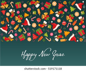 Christmas card with objects and text eps10