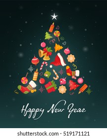 Christmas card with objects and text eps10