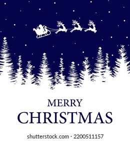Christmas card on blue background - vector image