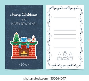 Christmas card on the front and inside. Christmas cheer. Flat design. Vector illustration