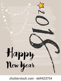 Christmas card on grey gold background, 2018