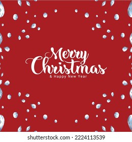 christmas card on red background with gems