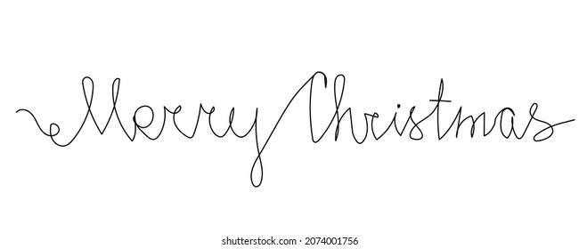 Christmas card one line art. Continuous line drawing of new year holidays, christmas, congratulations, rest, weekend, celebration, festive atmosphere, decoration.