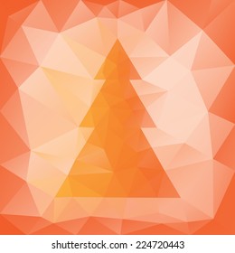 Christmas card - orange polygonal triangular design