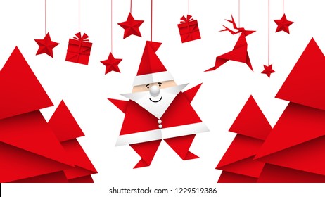 vectores de origami de tarjetas de Navidad