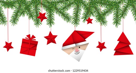 christmas card origami vector