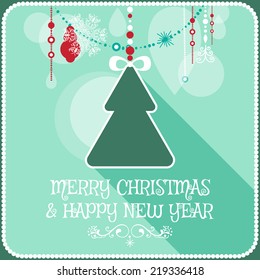 Christmas card ornament decoration background. Christmas tree. Vector illustration Eps 10. Happy new year message,