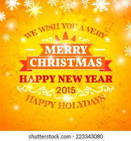 Christmas card ornament decoration background. Vector illustration Eps 10. Happy new year message, lettering