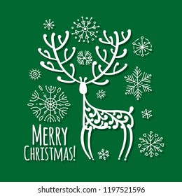 Christmas card with ornamental deer for your design