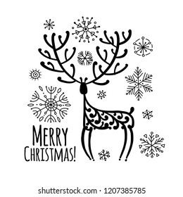 Christmas card with ornamental deer for your design