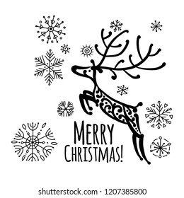 Christmas card with ornamental deer for your design