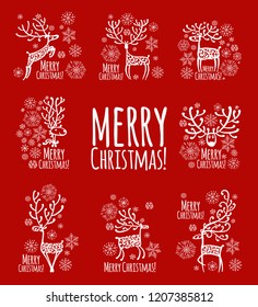 Christmas card with ornamental deer for your design