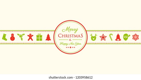 Christmas card with ornaments and wishes. Vector.