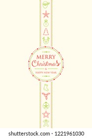 Christmas card with ornaments and wishes. Vector.