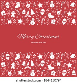 Christmas card with ornaments and wishes. Vector