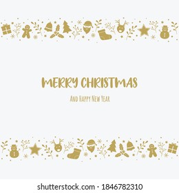 Christmas card with ornaments and wishes. Vector