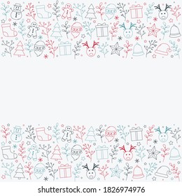 Christmas card with ornaments. Xmas background. Vector