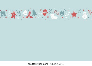 Christmas card with ornaments. Xmas background. Vector