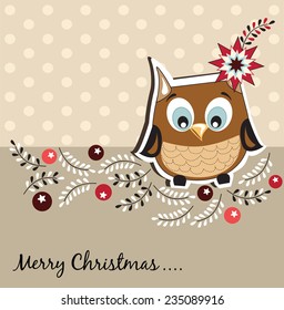 Christmas card with owl
