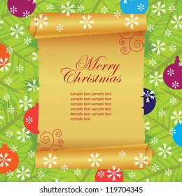 Christmas card, paper scroll