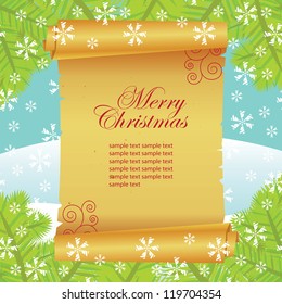 Christmas card, paper scroll
