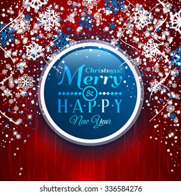 Christmas card. Paper snowflakes on red background.
