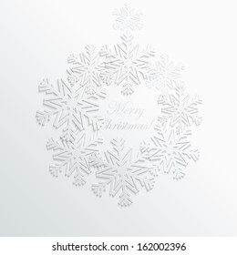 Christmas card with paper style wreath. Vector illustration