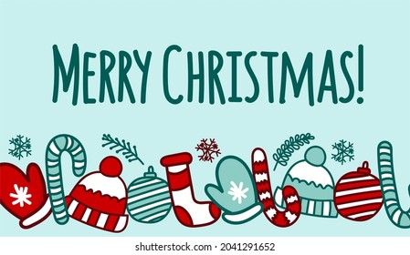 A Christmas card with paraphernalia. The concept of Christmas and New Year. Vector illustration.