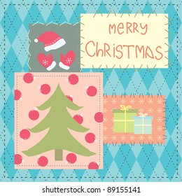 christmas card with patchwork