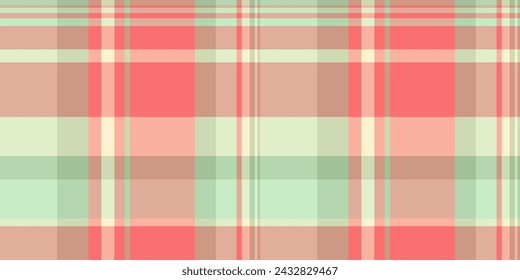 Christmas card pattern textile tartan, livingroom vector check fabric. Large seamless background plaid texture in light and orange color.