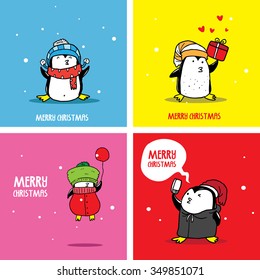 Christmas card with penguin