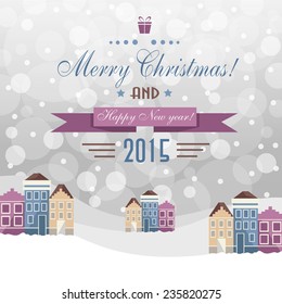 Christmas card with a picture houses