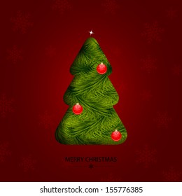 Christmas card with pine tree branches