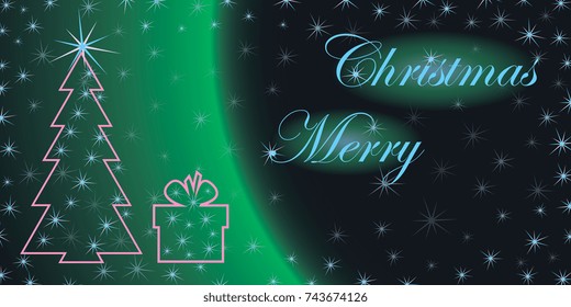 Christmas card in pinkish green bluish tones