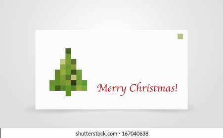 Christmas Card with pixel tree