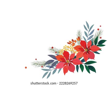 Tarjeta de Navidad. Marco floral de Poinsettia.