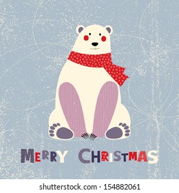 Christmas card with polar bear