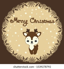 Christmas card. Postcard with a Christmas deer. Merry Christmas. Vector Illustration.