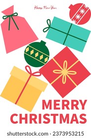 Christmas card poster design. Vector illustration.